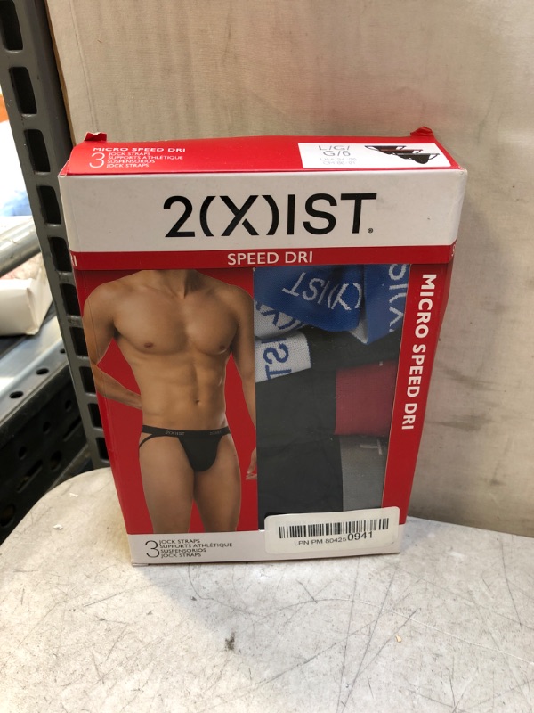 Photo 2 of 2(X)IST Men's Micro Speed Dri Jock Strap 3-Pack Large Lapis/Scotts Red/Sharkskin