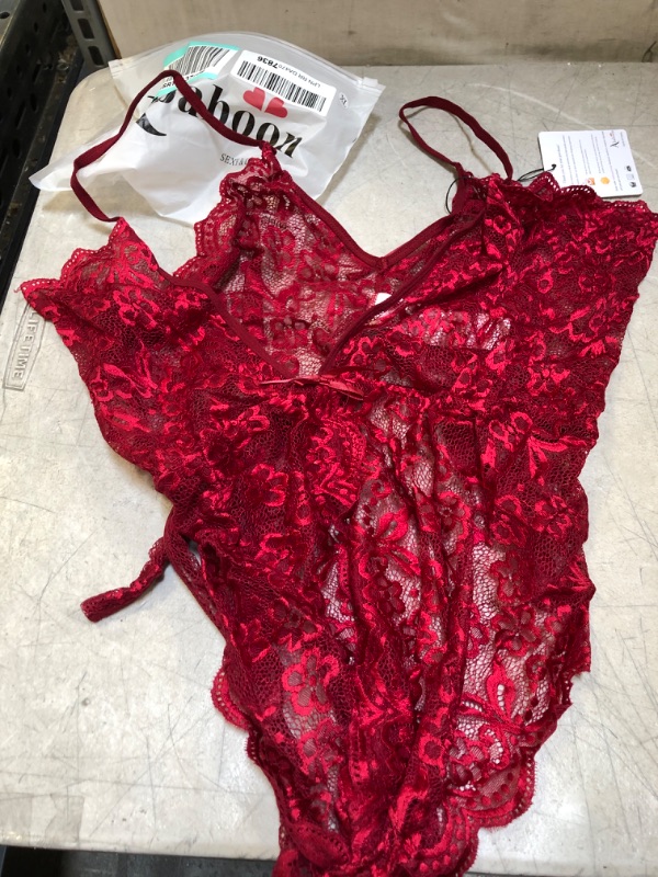 Photo 2 of Ababoon Women One Piece Lingerie Lace Sexy Baby Dolls Teddy Sleepwear Wine Red X-Large