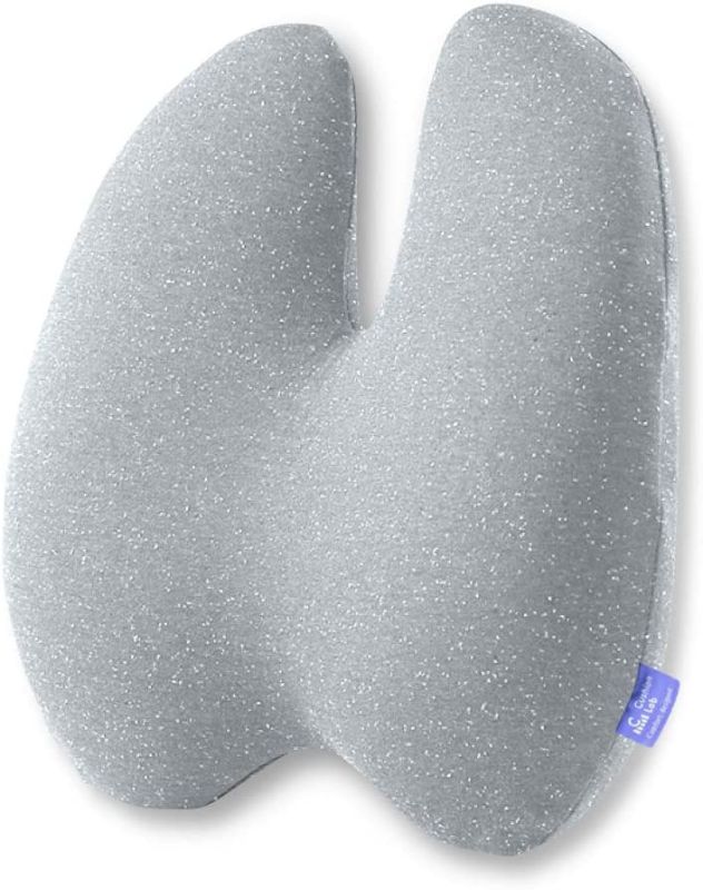 Photo 1 of Cushion Lab Extra Dense Lumbar Pillow - Patented Ergonomic Multi-Region Firm Back Support for Lower Back Pain Relief - Lumbar Support Cushion w/Strap for Office Chair, Car, Sofa, Plane - Grey