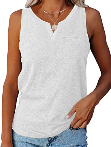 Photo 1 of Aiopr Women’s Tank Tops V Neck Sleeveless Casual Summer T Shirts Solid Color Loose Fit Shirt Tees SIZE M 
