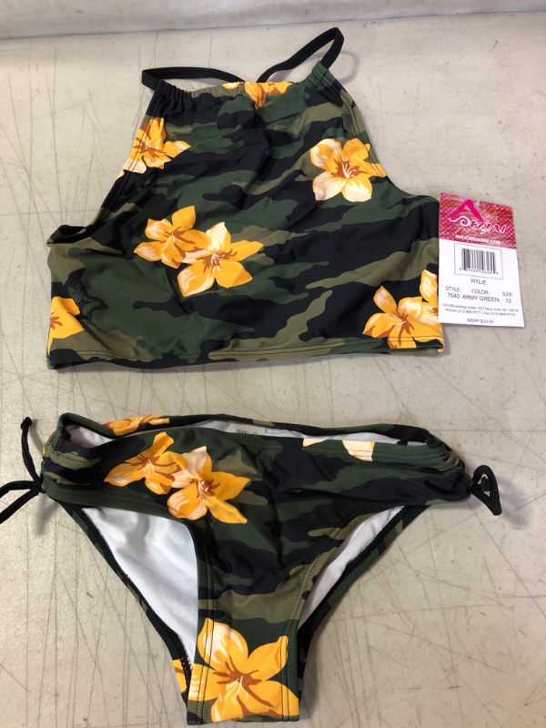 Photo 1 of Kanu Surf Girls' Daisy UPF 50+ Beach Sport Halter Tankini 2-Piece Swimsuit SIZE 12
