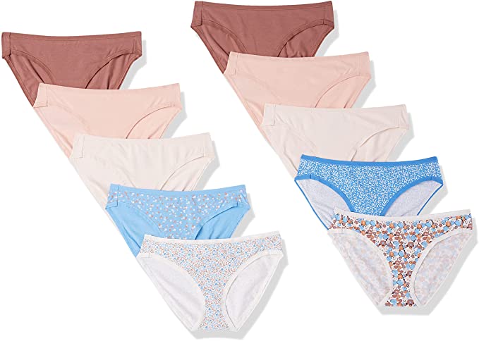 Photo 1 of Amazon Essentials Women's Cotton Bikini Brief Underwear (PACK OF 10 ) SIZE M 