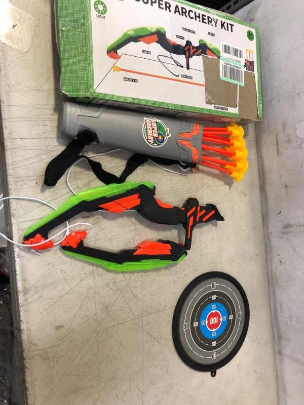 Photo 2 of Bow and Arrow for Kids, Kids Archery Set with Light-up LED Includes 10 Suction Cup Arrows, Target & Quiver, 