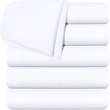Photo 1 of  Bedding Flat Sheets - Pack of 8-  Microfiber Fabric - Shrinkage & Fade Resistant Top Sheets - Easy Care (King, White)