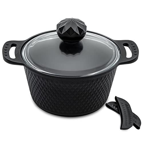 Photo 1 of AMBOSS 3.5 Quart Nonstick Stock Pot - Oven Safe - Reinforced with Titanium - Unique Diamond Design- Dutch Oven Pot with Lid 