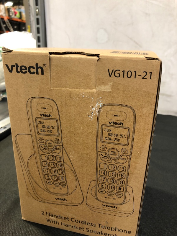 Photo 2 of VTECH VG101-21 DECT 6.0 2-Handset Cordless Phone for Home, Blue-White Backlit Display, Backlit Big Buttons, Full Duplex Speakerphone, Caller ID/Call Waiting, Easy Wall Mount, Reliable 1000 ft Range Caller ID with 2 handset Black