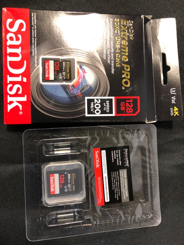 Photo 2 of SanDisk 128GB Extreme PRO SDXC UHS-I Memory Card - C10, U3, V30, 4K UHD, SD Card - SDSDXXD-128G-GN4IN 128GB Memory Card Only