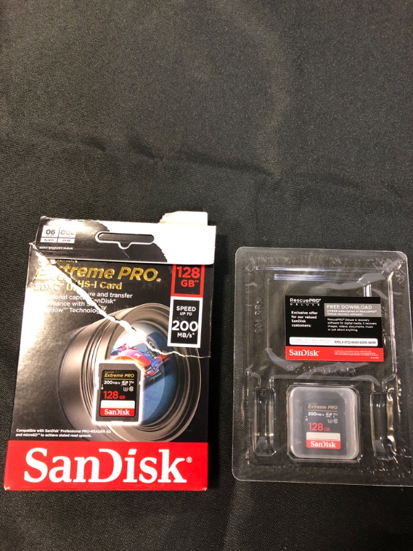 Photo 2 of SanDisk 128GB Extreme PRO SDXC UHS-I Memory Card - C10, U3, V30, 4K UHD, SD Card - SDSDXXD-128G-GN4IN 128GB Memory Card Only