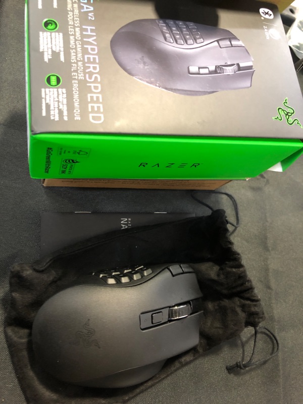Photo 2 of Razer Naga V2 HyperSpeed Wireless MMO Gaming Mouse: 19 Programmable Buttons - HyperScroll Technology - Focus Pro 30K Optical Sensor - Mechanical Mouse Switches 