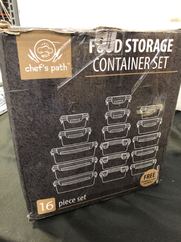 Photo 1 of 32 Piece Food Storage Containers Set with Easy Snap Lids (16 Lids + 16 Containers) - Airtight Plastic Containers for Pantry & Kitchen Organization - BPA-Free Food Containers with Free Labels & Marker