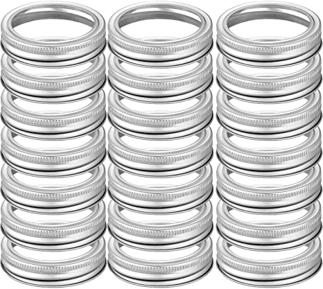 Photo 1 of 42 Pieces Wide Mouth Canning Rings, Wide Mouth Mason Jar Rings - Replacement Metal Lids for Mason Jar Large Mouth, Canning Reusable Split-Type Lids Leak Proof Secure (Silver 86mm)