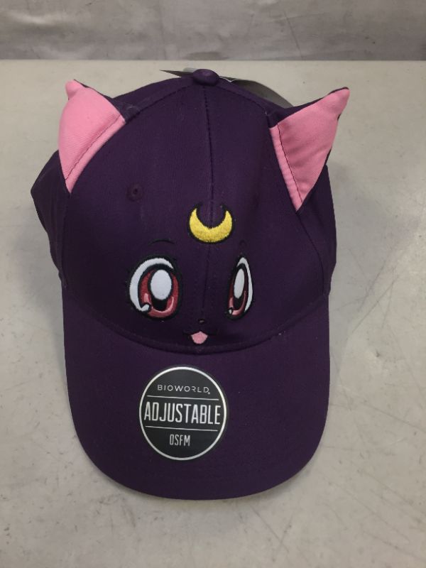 Photo 2 of Bioworld Sailor Moon Luna Cat Face Snapback Hat Violet - ITEM IS IDRTY - SHOULD BE WASHED -