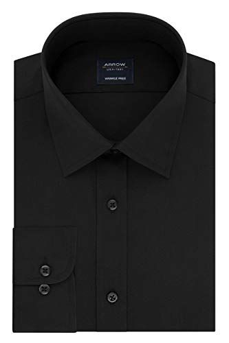 Photo 1 of Arrow 1851 Men's Dress Shirt Poplin (Available in Regular, Extreme Slim Fits), deep Black, 15"-15.5" Neck 32"-33" Sleeve (Medium) - ITEM IS DIRTY - NEEDS TO BE WASHED -