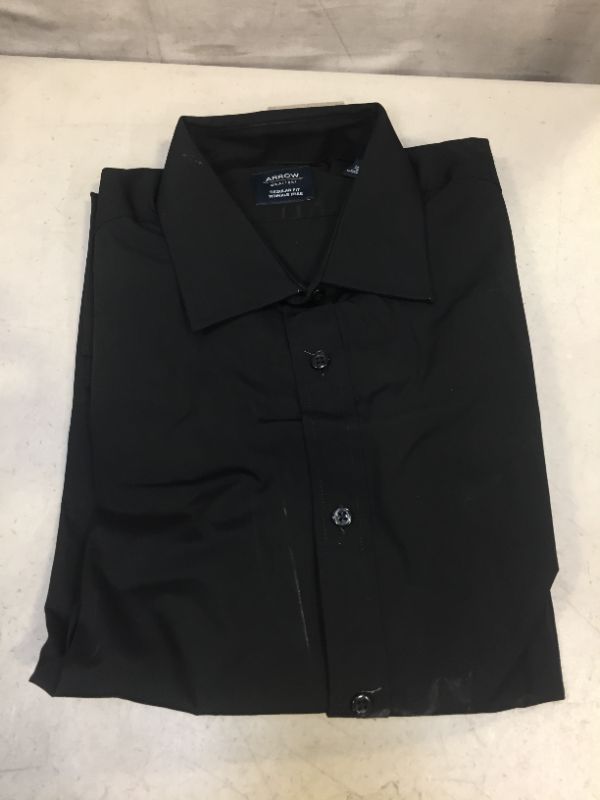 Photo 2 of Arrow 1851 Men's Dress Shirt Poplin (Available in Regular, Extreme Slim Fits), deep Black, 15"-15.5" Neck 32"-33" Sleeve (Medium) - ITEM IS DIRTY - NEEDS TO BE WASHED -