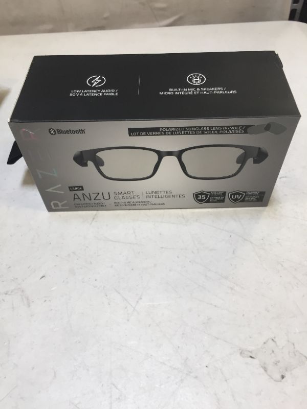 Photo 7 of Razer - Anzu Smart Glasses Large Rectangle Frame Bundle with Blue Light Filter and Polarized Lenses - Black - MISSING CHARGER - COULD NOT TEST -