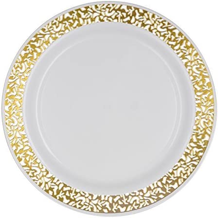 Photo 1 of  Plastic Dinner Plate Set | Lace Collection | Heavy Duty Premium Plastic Plates for Wedding, Parties--------Factory Sealed--