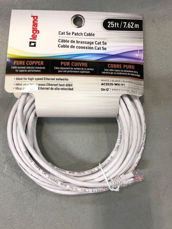 Photo 2 of On-Q 25 ft Cat 5e Patch Cable, White