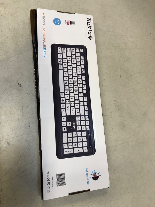 Photo 2 of Nuklz N Wireless Large Print Full Size Computer Keyboard | High Contrast Black & White Keys | Soft Buttons | Ideal for Visually Impaired
