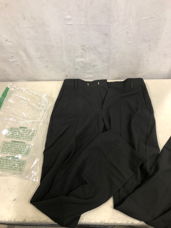Photo 2 of Calvin Klein Boys' Flat-Front Bi-Stretch Dress Pant, Straight Leg Fit, Belt Loops & Front Pockets 16 Black
