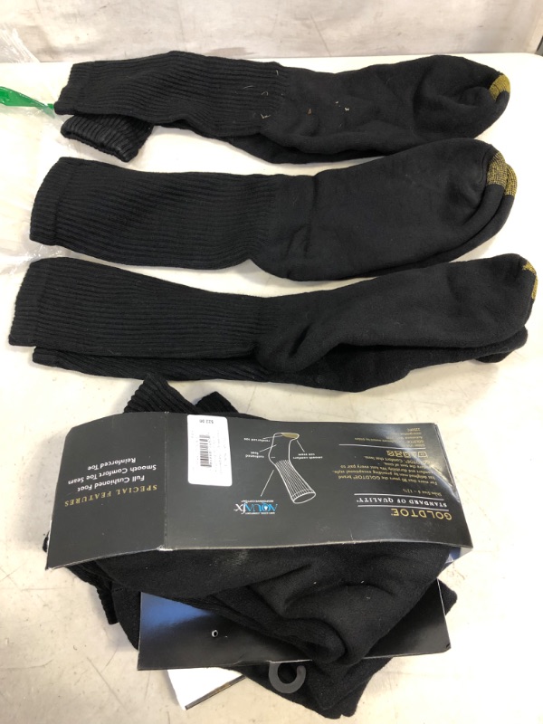 Photo 3 of Gold Toe Men's Cotton Crew Socks, Black, Size 10-13 - 6 pairs