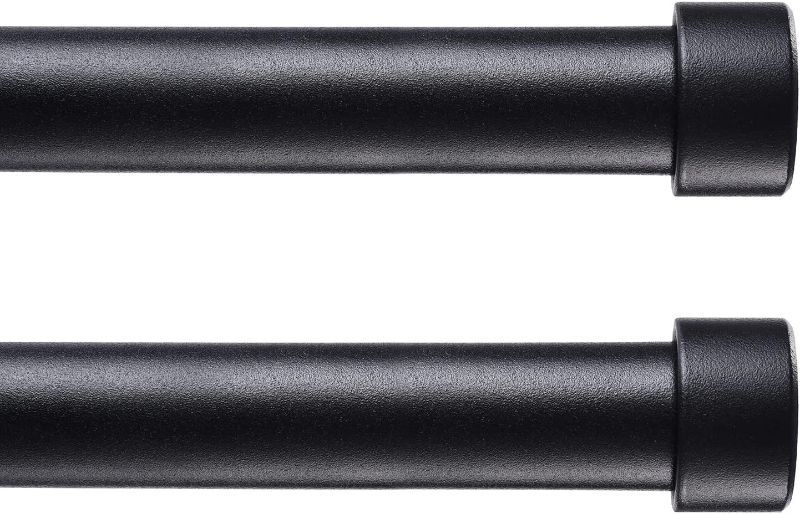 Photo 1 of 2 Pack Modern Curtain Rod, End Cap Style Design, Curtain Rods for Windows 48 to 84 Inch, Blackout Wrap Around Curtain Rod, Indoor and Outdoor, 48-86 Inch, Black
