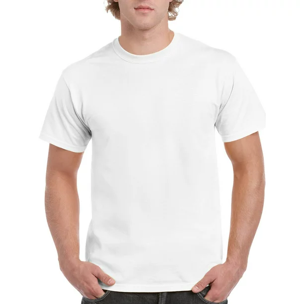 Photo 1 of Gildan Adult Cotton Short Sleeve White Crew T-Shirt - XL - 6 PACK -