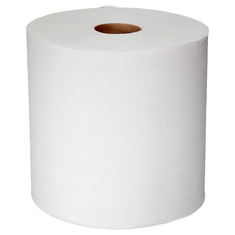 Photo 1 of AmazonCommercial 1-Ply White Ultra Plus Hard Roll Paper Towels (SOFI-009)|Bulk for Business |Non-perforated |Compatible with Universal Hardwound Dispensers|FSC Certified |600 feet per Roll (12 Rolls)