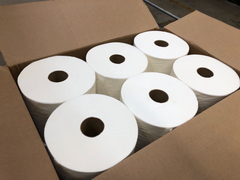 Photo 2 of AmazonCommercial 1-Ply White Ultra Plus Hard Roll Paper Towels (SOFI-009)|Bulk for Business |Non-perforated |Compatible with Universal Hardwound Dispensers|FSC Certified |600 feet per Roll (12 Rolls)