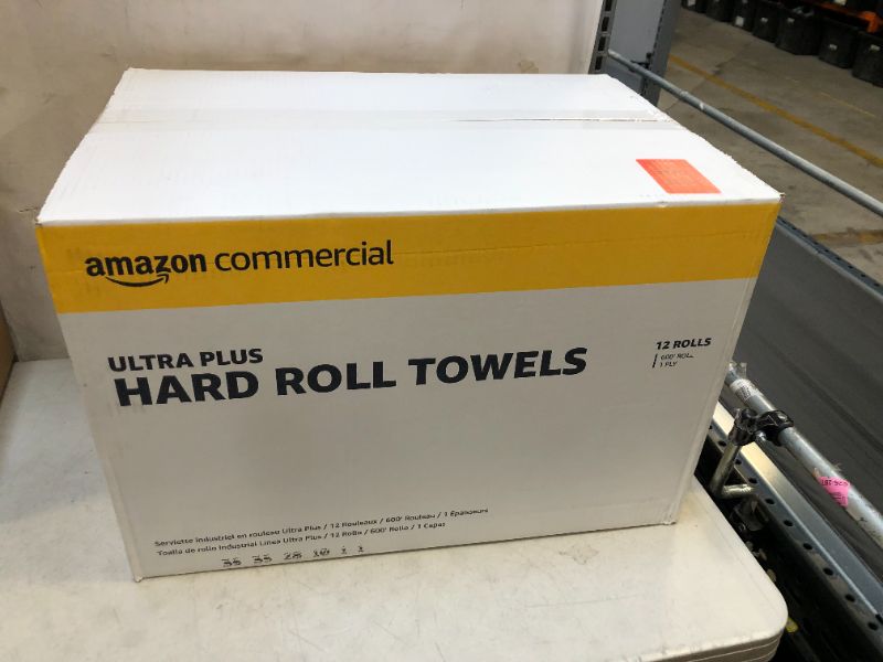 Photo 4 of AmazonCommercial 1-Ply White Ultra Plus Hard Roll Paper Towels (SOFI-009)|Bulk for Business |Non-perforated |Compatible with Universal Hardwound Dispensers|FSC Certified |600 feet per Roll (12 Rolls)