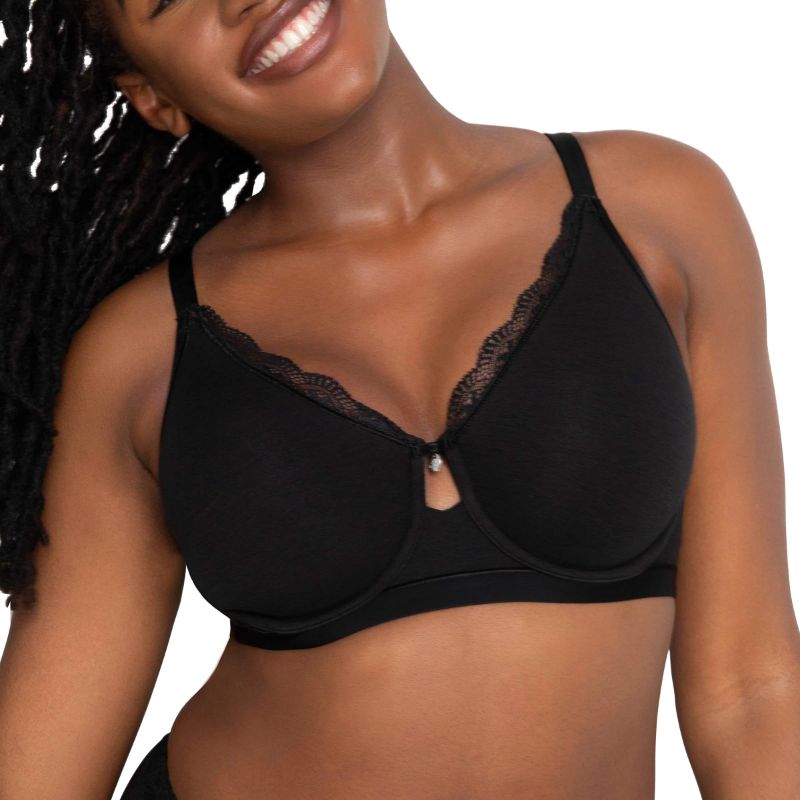 Photo 1 of CURVY COUTURE WOMEN'S PLUS SIZE COTTON LUXE UNLINED UNDERWIRE BRA 34G BLACK