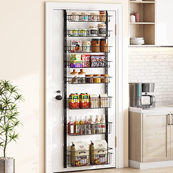 Photo 1 of 1Easylife Over the Door Pantry Organizer, 8-Tier Adjustable Baskets Pantry Organization and Storage, Metal Door Shelf with Detachable Frame, Space Saving Hanging Spice Rack for Kitchen Pantry Bathroom
