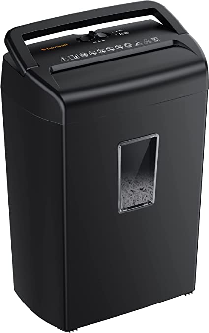 Photo 1 of Bonsaii 8-Sheet Cross Cut Paper Shredder, 5.5 Gal Home Office Heavy Duty Shredder for Credit Card, Staple, Clip with Transparent Window(C209-D)