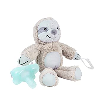 Photo 1 of Dr. Brown's Baby Lovey Pacifier Holder & Teether Clip, Soft Plush Stuffed Animal Sloth Pacifier Tether with Teal HappyPaci, 100% Silicone, 0-12m