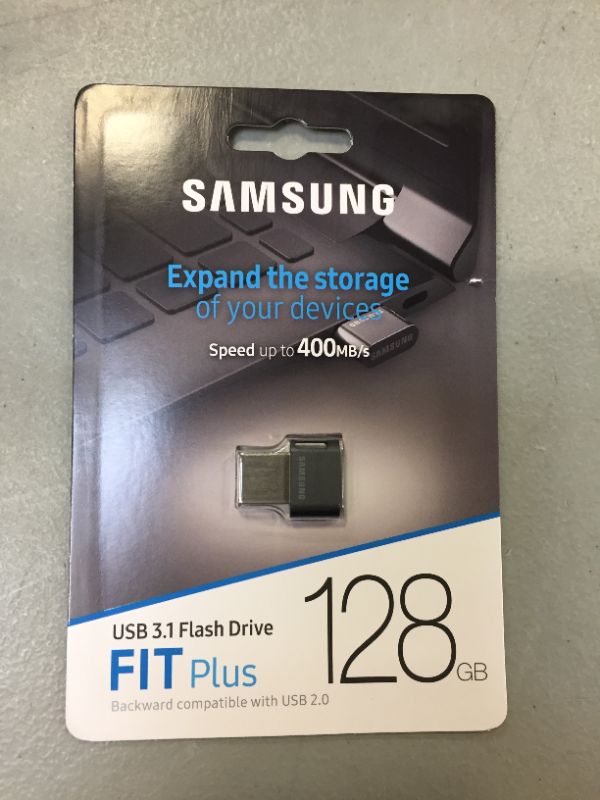 Photo 2 of SAMSUNG FIT Plus 3.1 USB Flash Drive, 128GB, 400MB/s, Plug In and Stay, Storage Expansion for Laptop, Tablet, Smart TV, Car Audio System, Gaming Console, MUF-128AB/AM