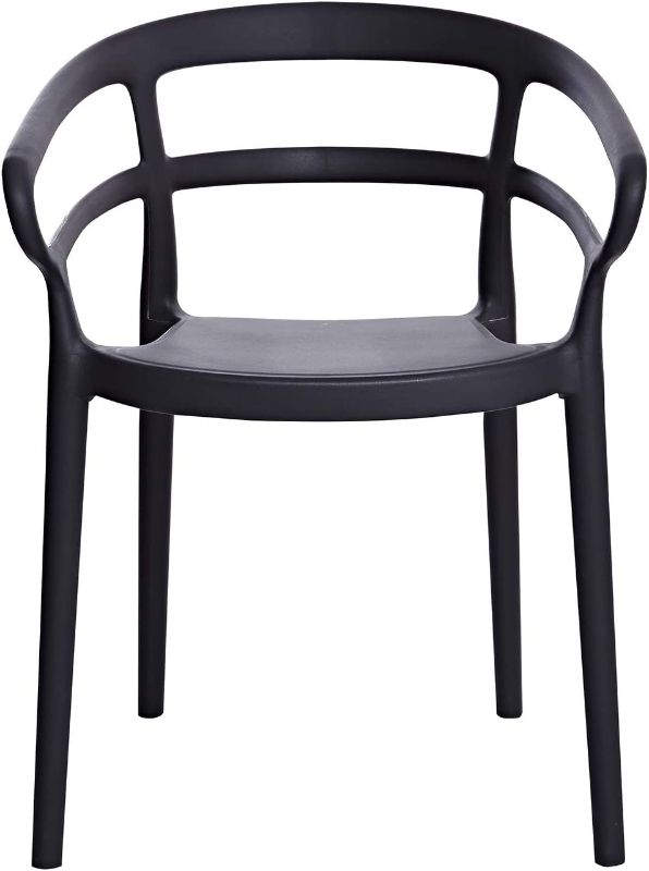 Photo 1 of Amazon Basics Black, Armless Bistro Dining Chair-Set of 2, Premium Plastic Black Dining Chair