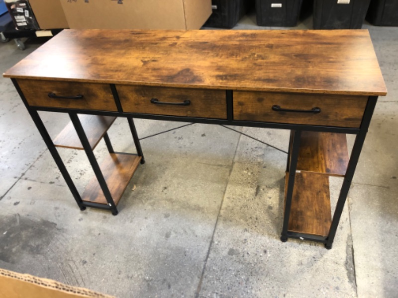 Photo 2 of ODK 47" Small Office Computer Desk: Home Table with Drawers Wood Storage Shelves, Modern Large Writing Desk, Vintage
