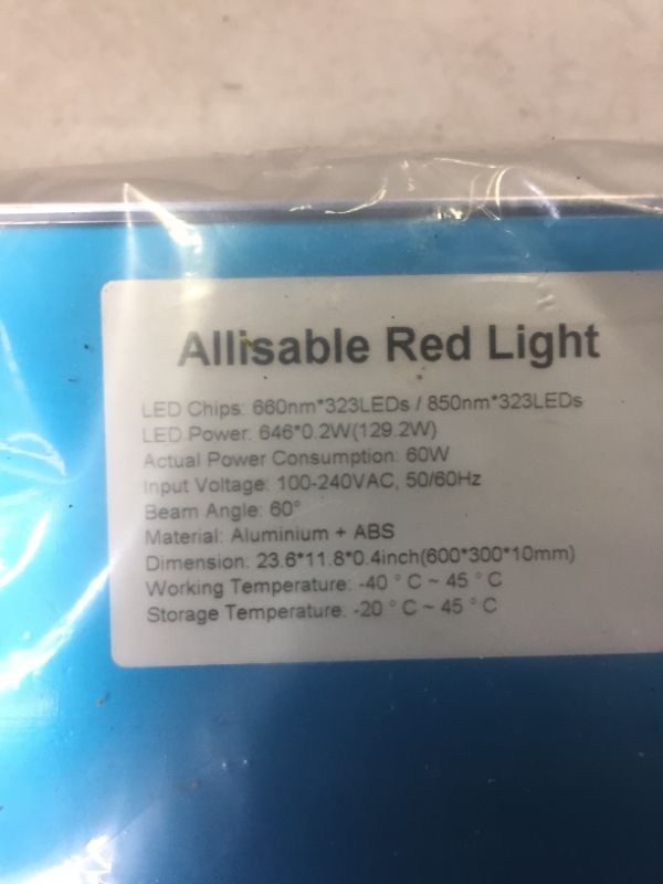 Photo 2 of Allisable Red Light Therapy Panel, Deep Red 660nm and Near Infrared 850nm Light Combo(646 LEDs)