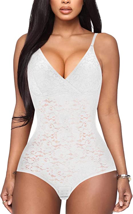 Photo 1 of BRABIC Lace Bodysuit for Women Tummy Control Shapewear Sleeveless Tops V-Neck Backless Camisole Jumpsuit Shaper
SIZE XL, WHITE