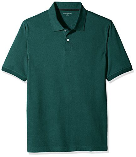 Photo 1 of Essentials Men's Regular-Fit Cotton Pique Polo Shirt, Hunter Green, Large
