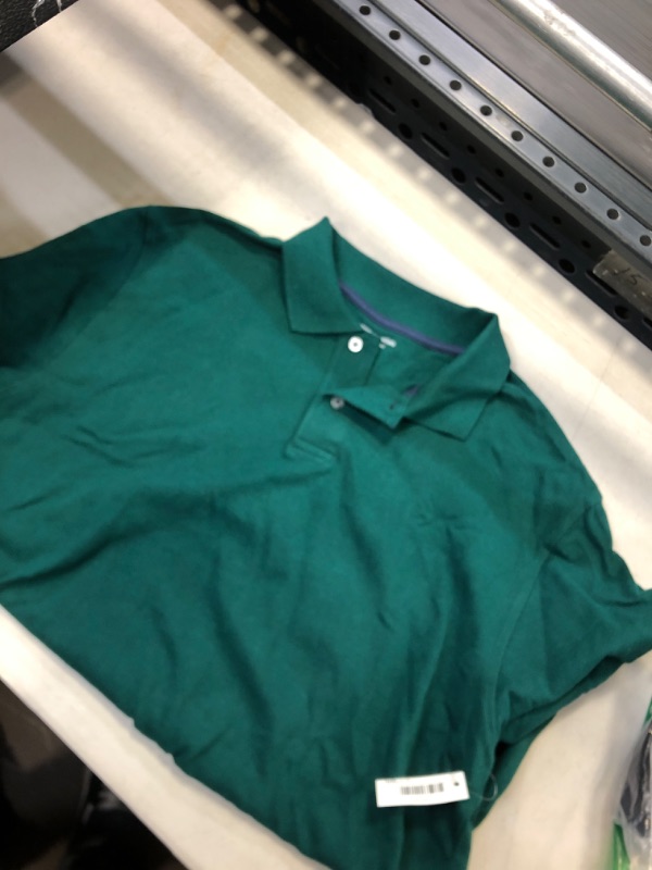 Photo 2 of Essentials Men's Regular-Fit Cotton Pique Polo Shirt, Hunter Green, Large
