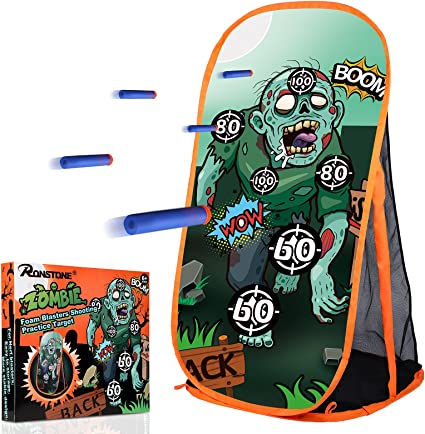 Photo 1 of RONSTONE Shooting Practice Target Compatible with Nerf Gun for Boys Girls, Toy Foam Blaster Shooting Targets for Kids Indoor Outdoor, Zombie Shooting Target with Storage Net
