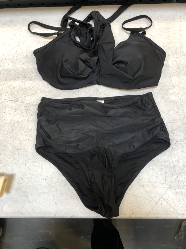 Photo 1 of BLACK TWO PIECE SWIMSUIT TOP WITH STRAPS AND TIE ***MEDIUM SIZE***