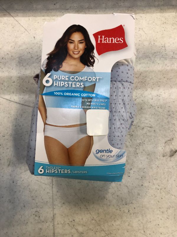 Photo 3 of Hanes Women's Pure Comfort Hipster 6-Pack - SIZE 10 - ONE OF THEM LOOKS TRIED ON, THE REST ARE NEW -