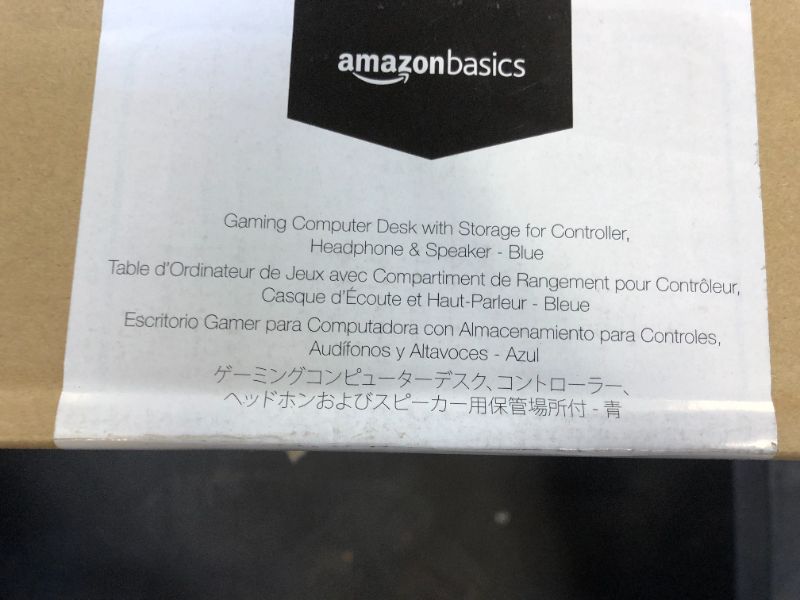 Photo 1 of Amazon Basics Gaming Computer Desk with Storage for Controller, Headphone & Speaker - Blue -
