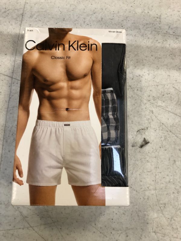 Photo 4 of Calvin Klein Men's Cotton Classics 3-Pack Woven Boxer - LARGE - ONE OF THEM WAS TRIED ON, THE OTHER TWO LOOK NEW -