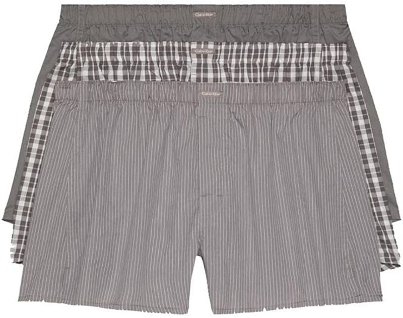 Photo 1 of Calvin Klein Men's Cotton Classics 3-Pack Woven Boxer - LARGE - ONE OF THEM WAS TRIED ON, THE OTHER TWO LOOK NEW -