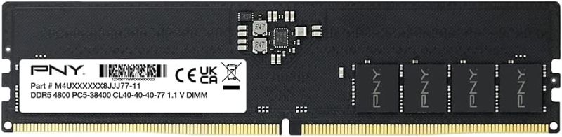 Photo 1 of PNY Performance 8GB DDR5 4800MHz (PC5-38400) CL40 1.1V Desktop (DIMM) Memory – MD8GSD54800-TB