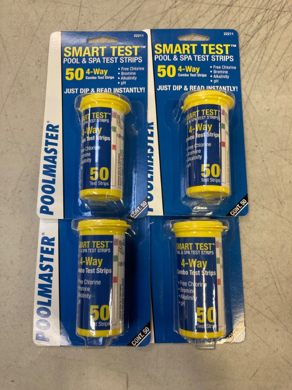 Photo 1 of [LOT OF 4] Poolmaster 22211 Smart Test 4-Way Pool and Spa Test Strips - 50ct
