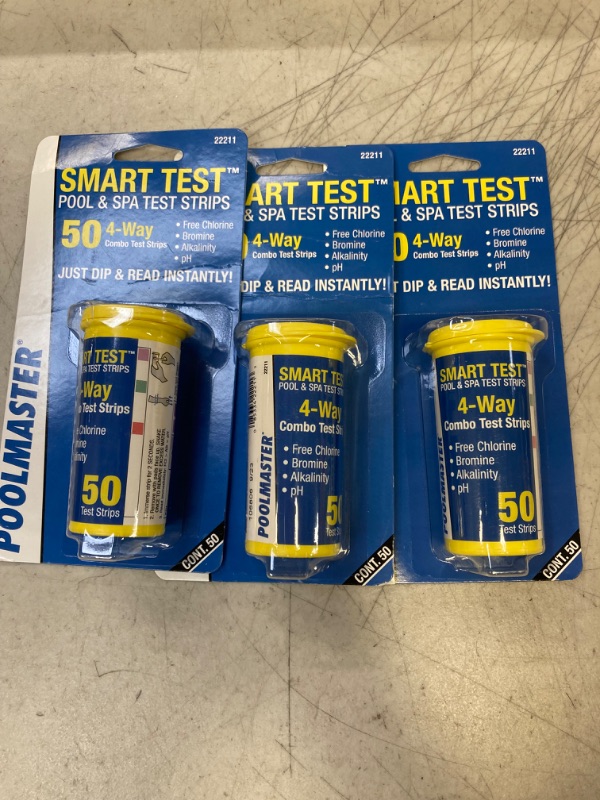 Photo 1 of [LOT OF 3] Poolmaster 22211 Smart Test 4-Way Pool and Spa Test Strips - 50ct

