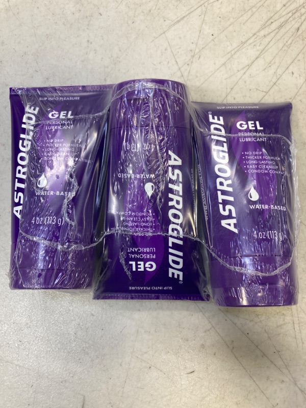 Photo 2 of (PACK OF 3) Astroglide Gel, Personal Lubricant (4oz), Stays Put with No Drip, Dr. Recommended Brand, Water Based Lube Gel For Couples, Women, and Men, Long-Lasting Pleasure, Condom Compatible, Manufactured in USA
